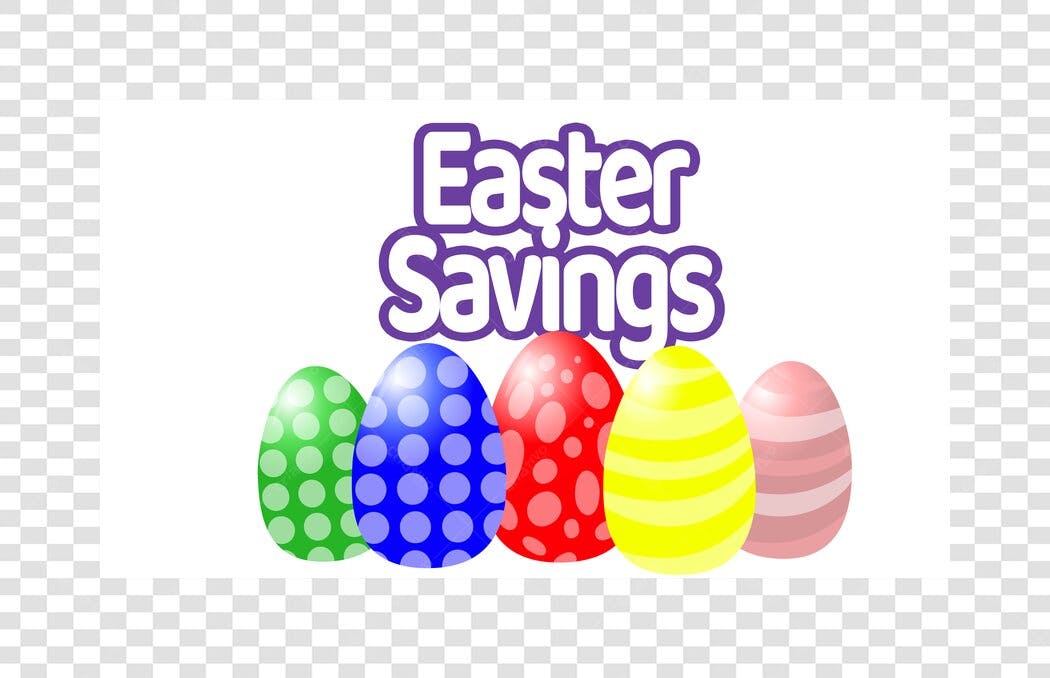 Clipart Ovos de Páscoa Coloridos Easter Savings PNG Fundo Transparente