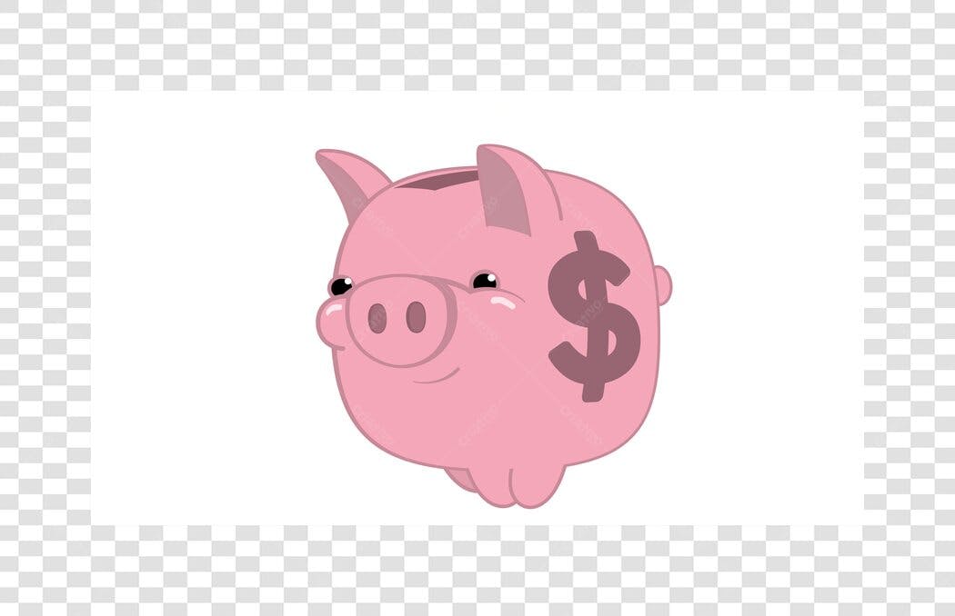 Ilustração Porquinho Cofre Símbolo Dólar PNG Fundo Transparente