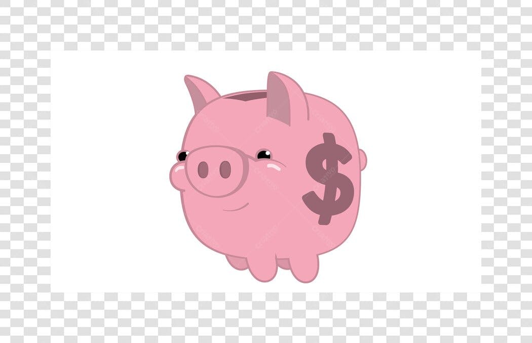 Ilustração Porquinho Cofre Rosa Símbolo Dólar PNG Fundo Transparente