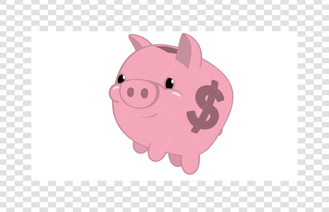 Ilustração Cofrinho Porquinho Rosa Economia PNG Fundo Transparente