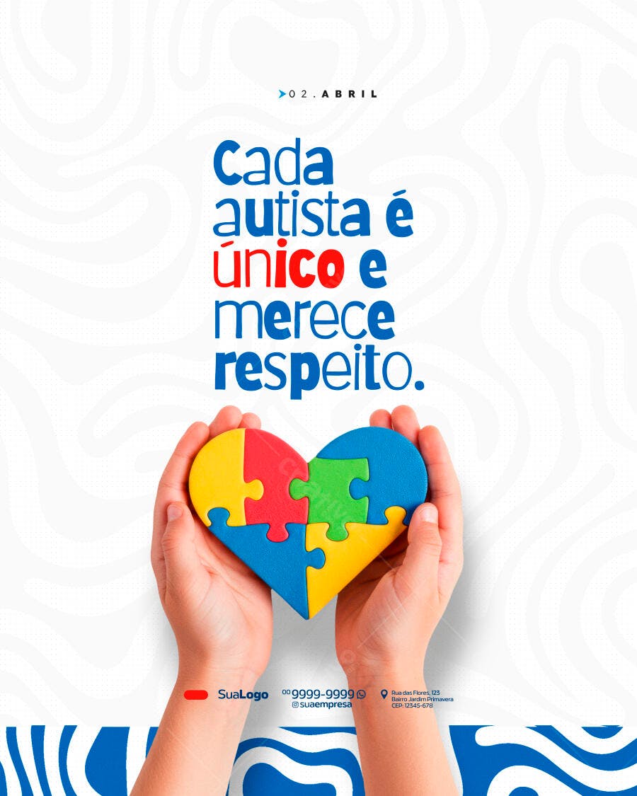 Post Instagram Dia Mundial Conscientização Autismo PSD Editável