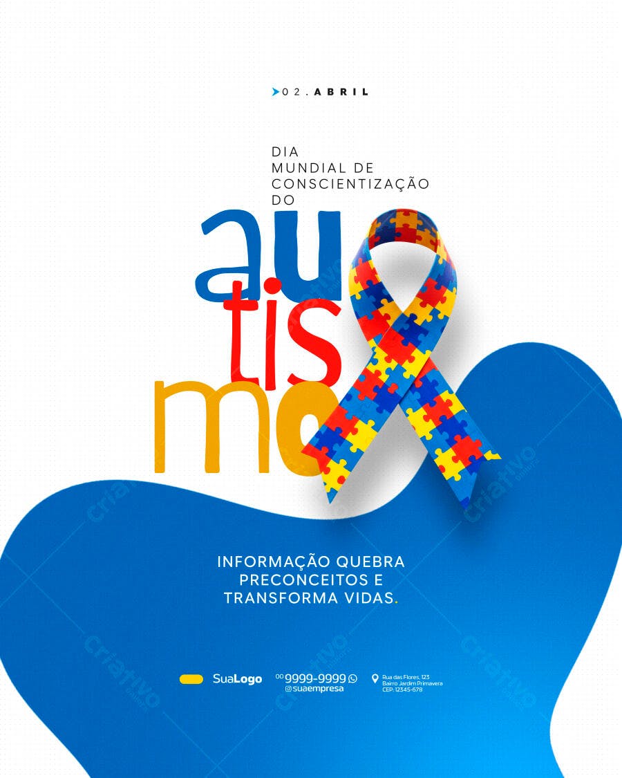 Post Instagram Dia Mundial Conscientização Autismo PSD Editável
