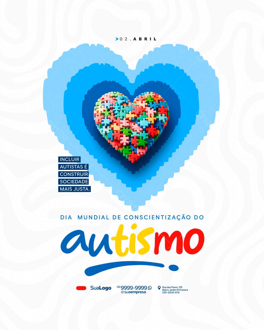 Post Instagram Dia Mundial Conscientização Autismo PSD Editável