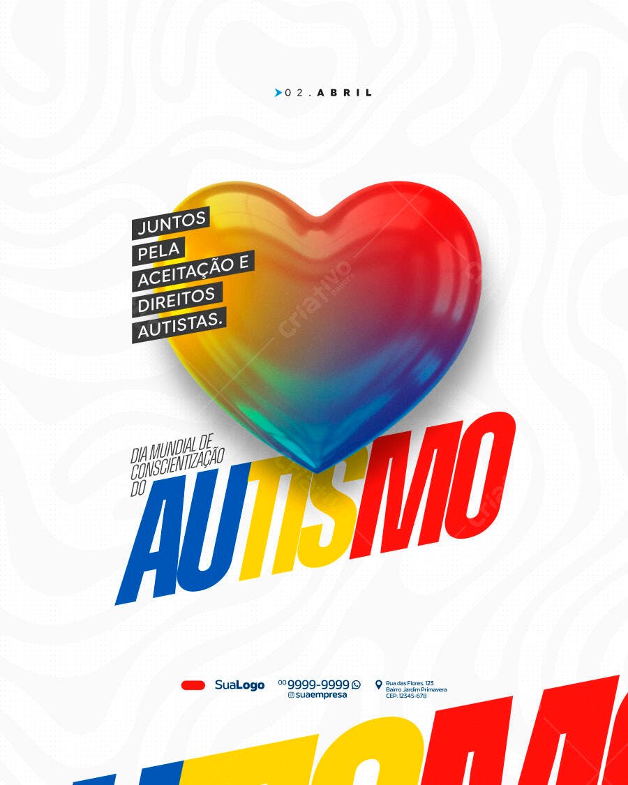 Post Instagram Dia Mundial Conscientização Autismo PSD Editável