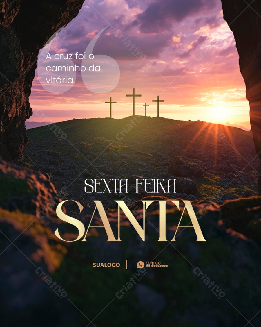Post Sexta-Feira Santa Páscoa Religioso PSD Editável