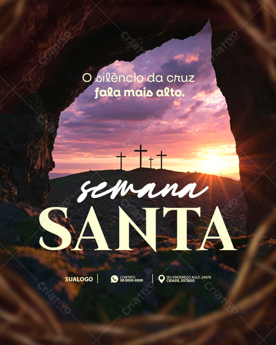 Post Instagram Semana Santa Páscoa PSD Editável