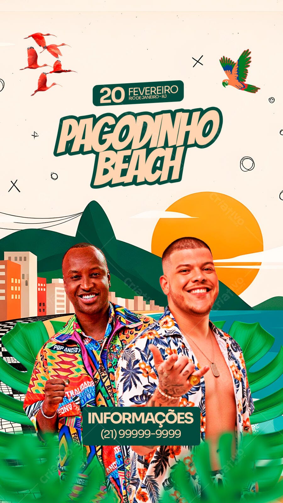 Story Instagram Pagodinho Beach Carnaval Fevereiro PSD Editável