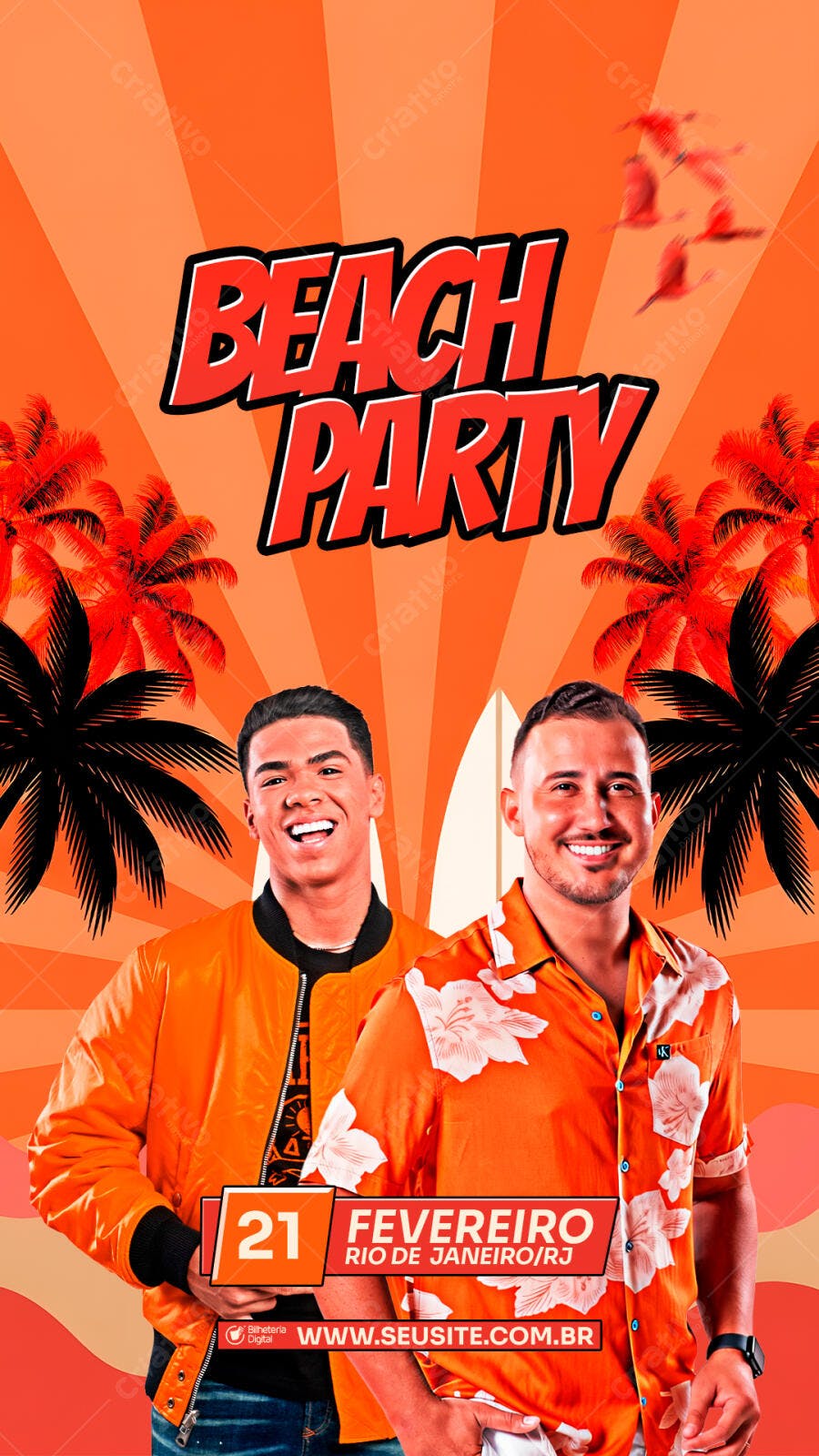 Story Instagram Beach Party Fevereiro PSD Editável