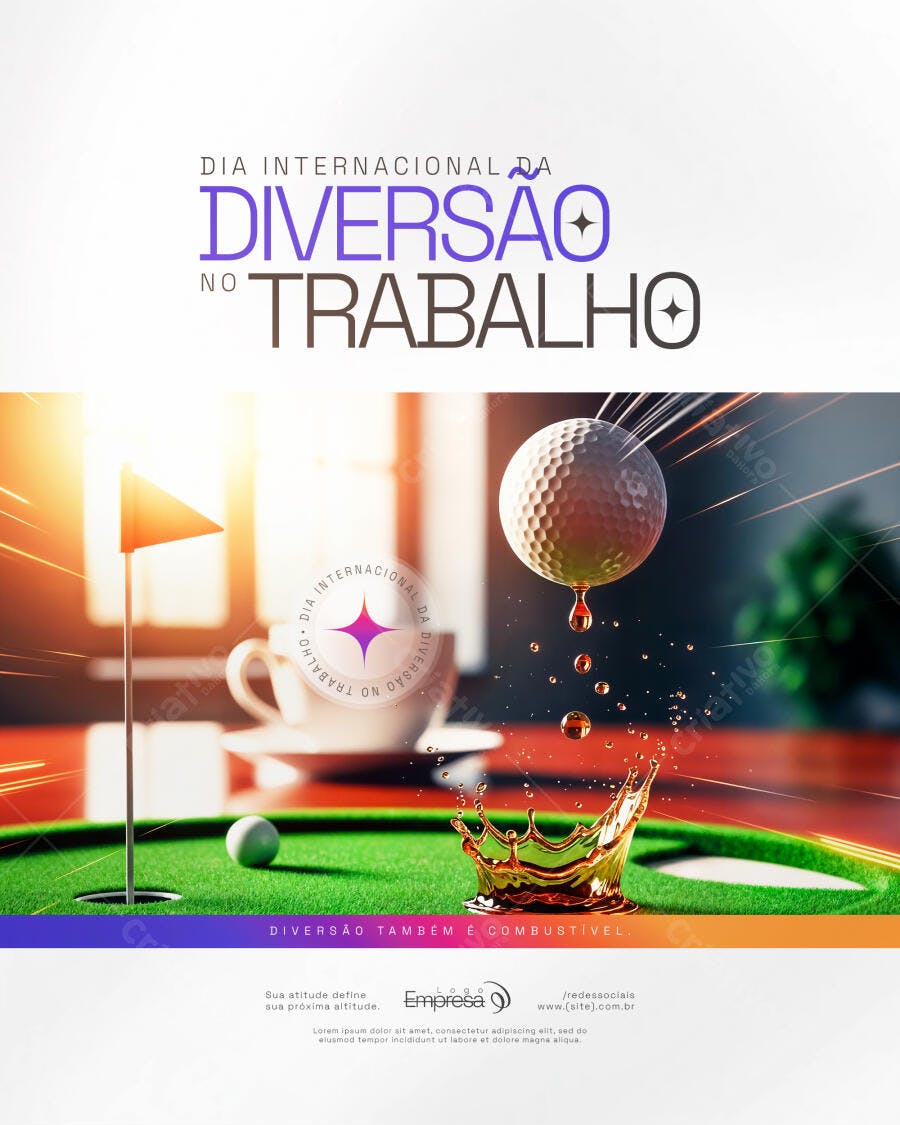 Post Dia Internacional da Diversão no Trabalho PSD Editável