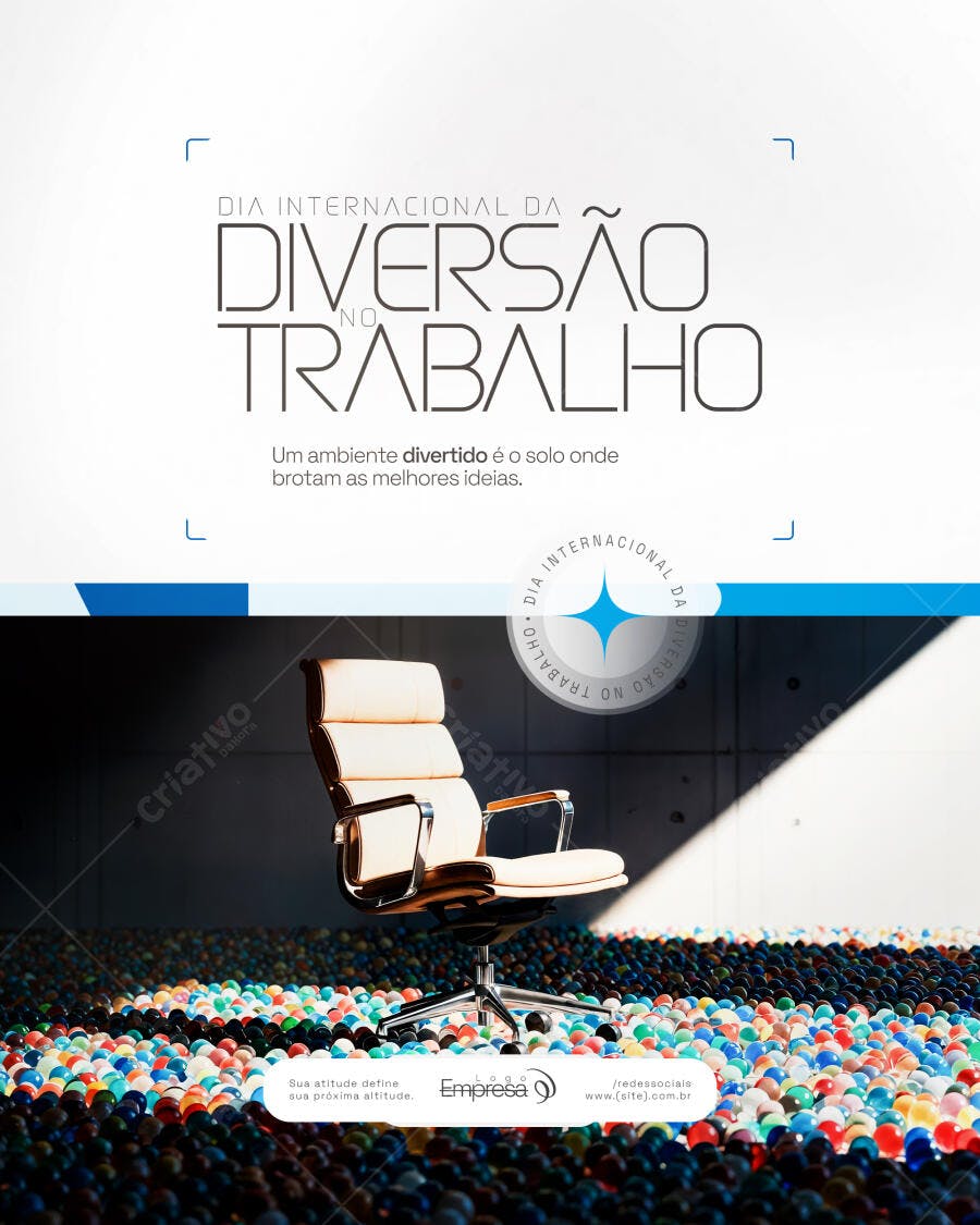 Post Dia Internacional da Diversão no Trabalho PSD Editável