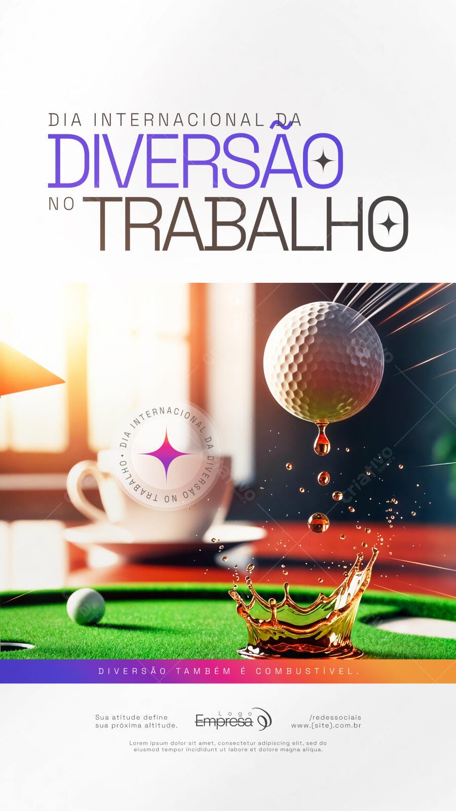 Post Dia Internacional da Diversão no Trabalho PSD Editável
