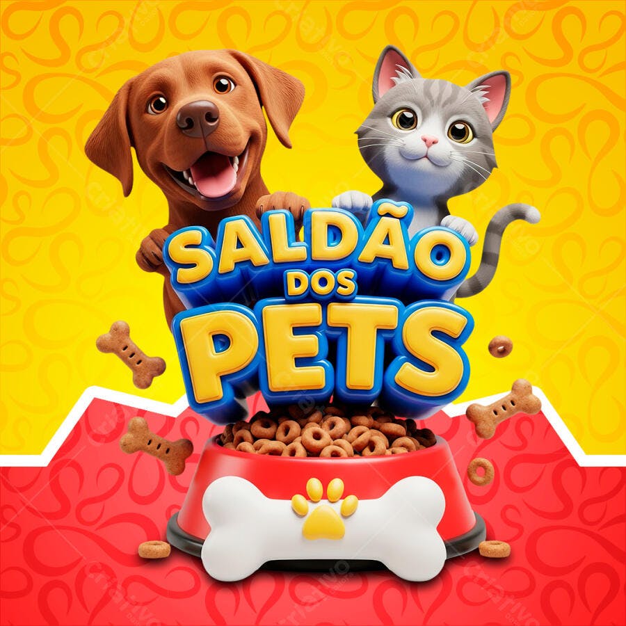 Selo 3D Saldo dos Pets Azul Amarelo Vermelho PNG Transparente