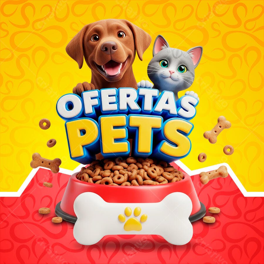 Selo 3D Ofertas Pets Promocional Azul e Dourado PNG
