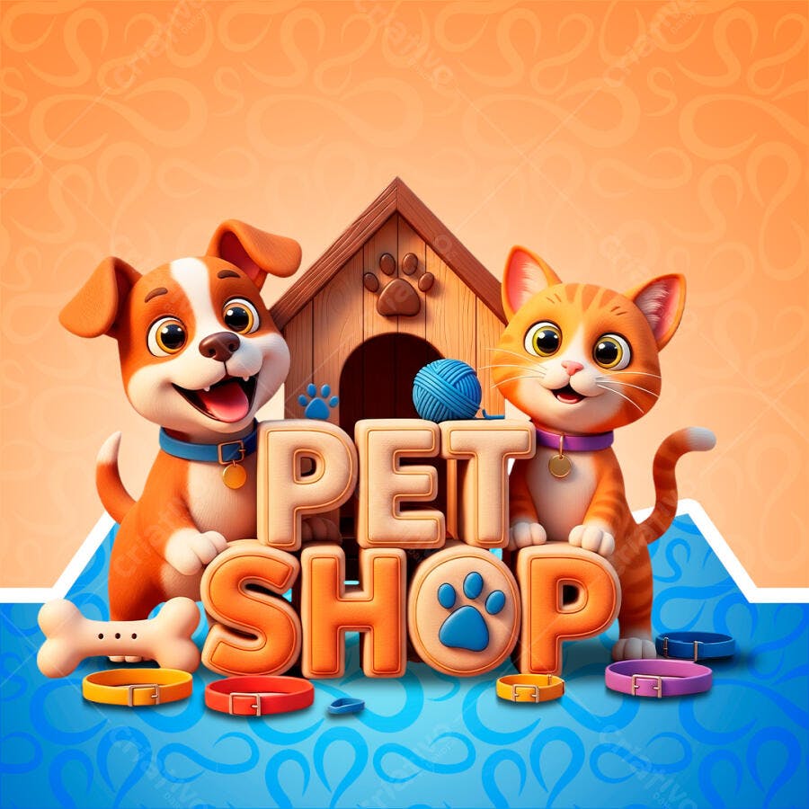 Selo Cartoon Pet Shop Cachorro Gato Fundo Transparente PNG