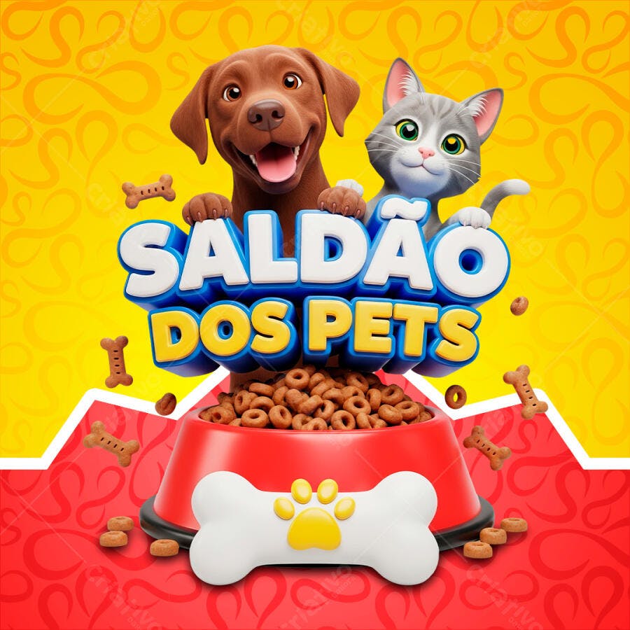 Selo 3D Saldo dos Pets Vermelho Azul Dourado PNG Transparente