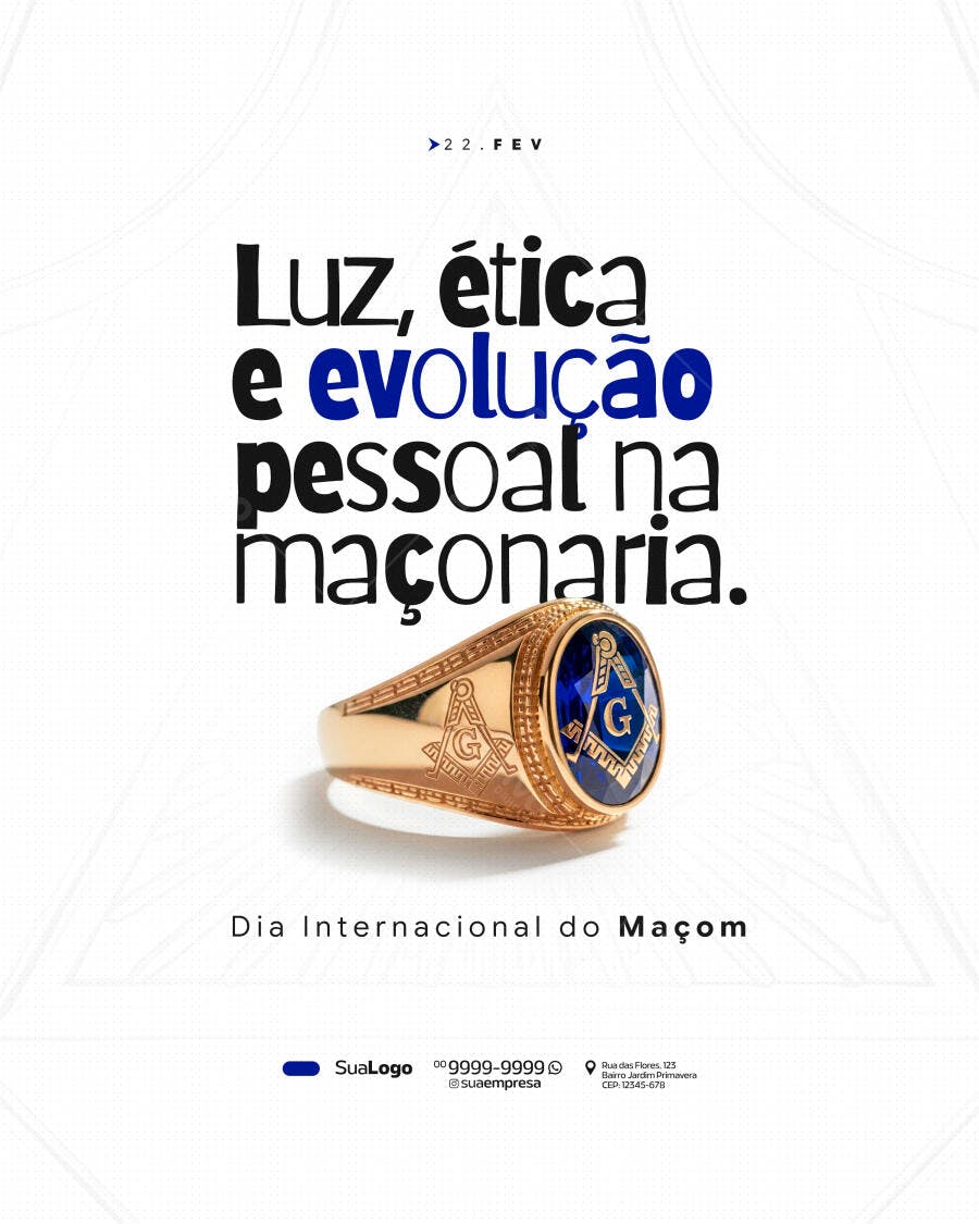 Post Instagram Dia Internacional do Maçom PSD Editável