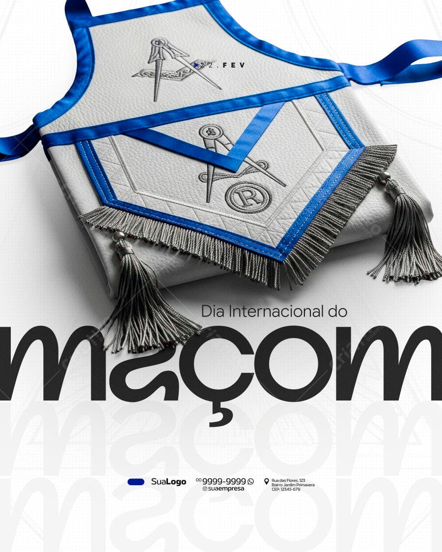 Post Dia Internacional do Maçom PSD Editável
