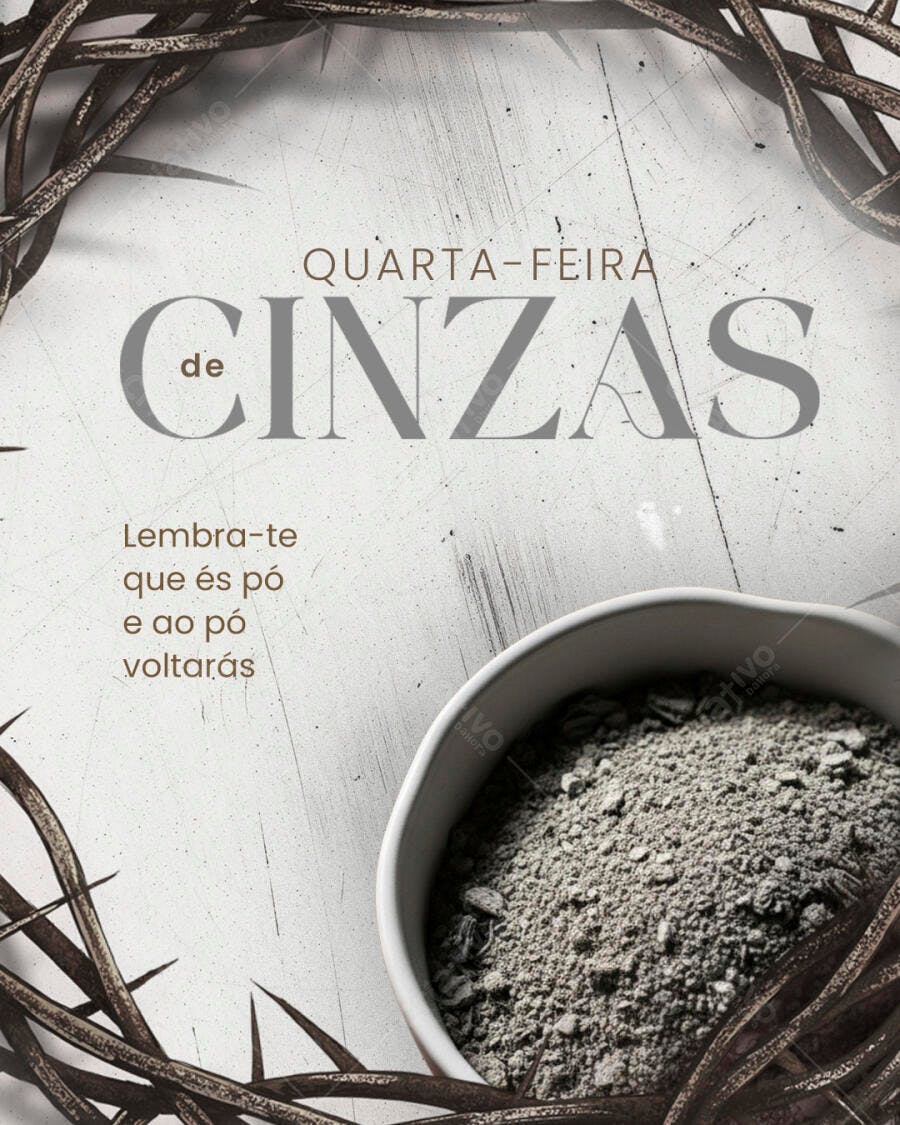 Post Quarta-feira de Cinzas Religioso PSD Editável
