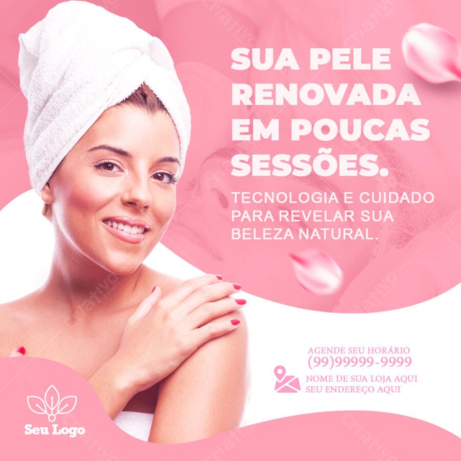 Post Instagram Estética Skincare Renovação Pele PSD Editável