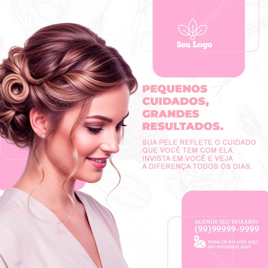 Post Instagram Salão de Beleza Estética PSD Editável