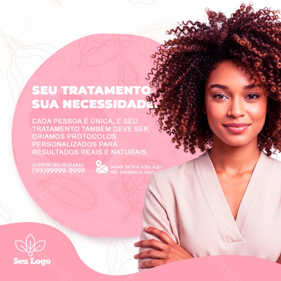 Post Instagram Tratamento Estético Salão Beleza PSD Editável