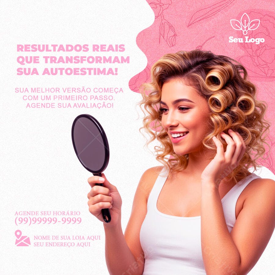 Post Instagram Salão de Beleza Estética PSD Editável