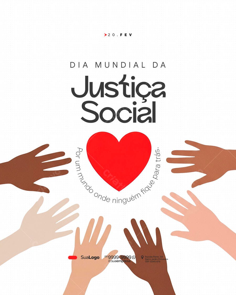 Post Dia Mundial Justiça Social 20 de Fevereiro PSD Editável