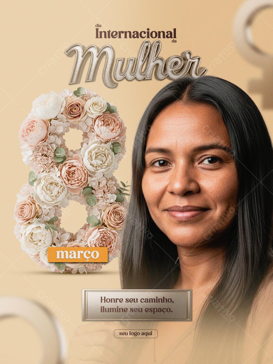 Post Dia Internacional da Mulher 8 de Março PSD Editável