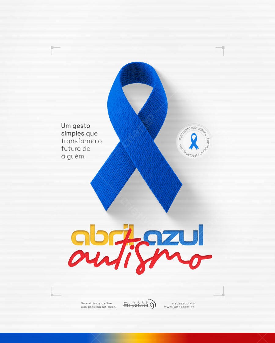 Post Instagram Abril Azul Autismo Conscientização PSD Editável