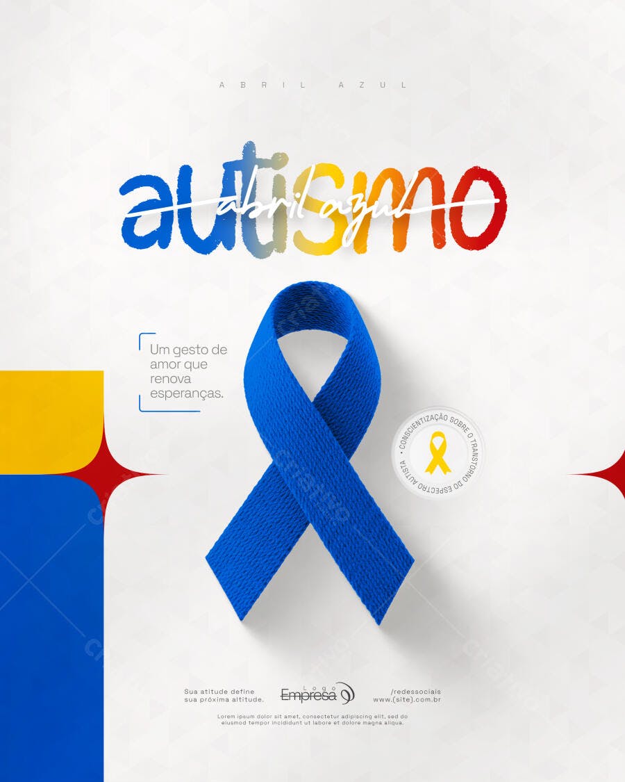 Post Instagram Abril Azul Autismo PSD Editável