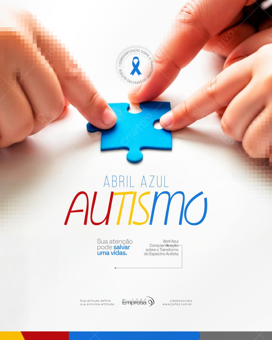 Post Abril Azul Conscientização Autismo PSD Editável