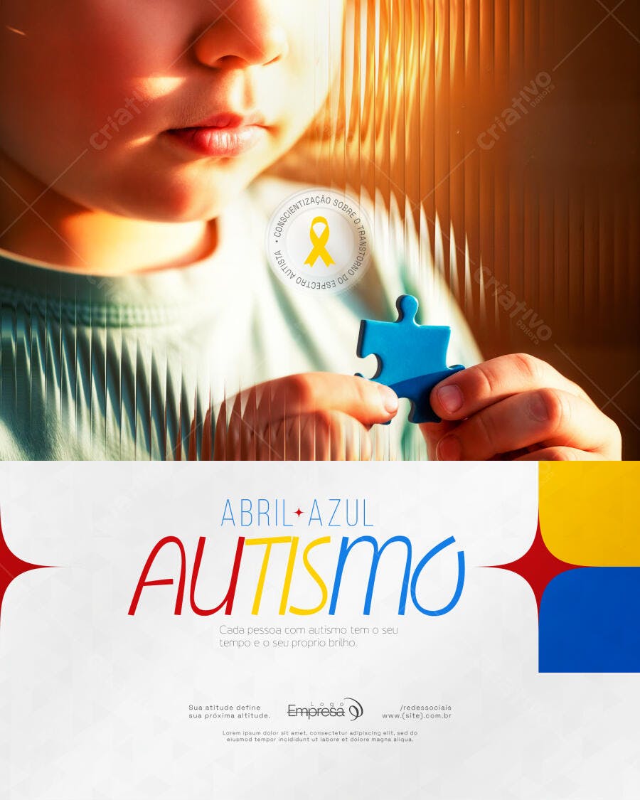 Flyer Abril Azul Conscientização Autismo PSD Editável