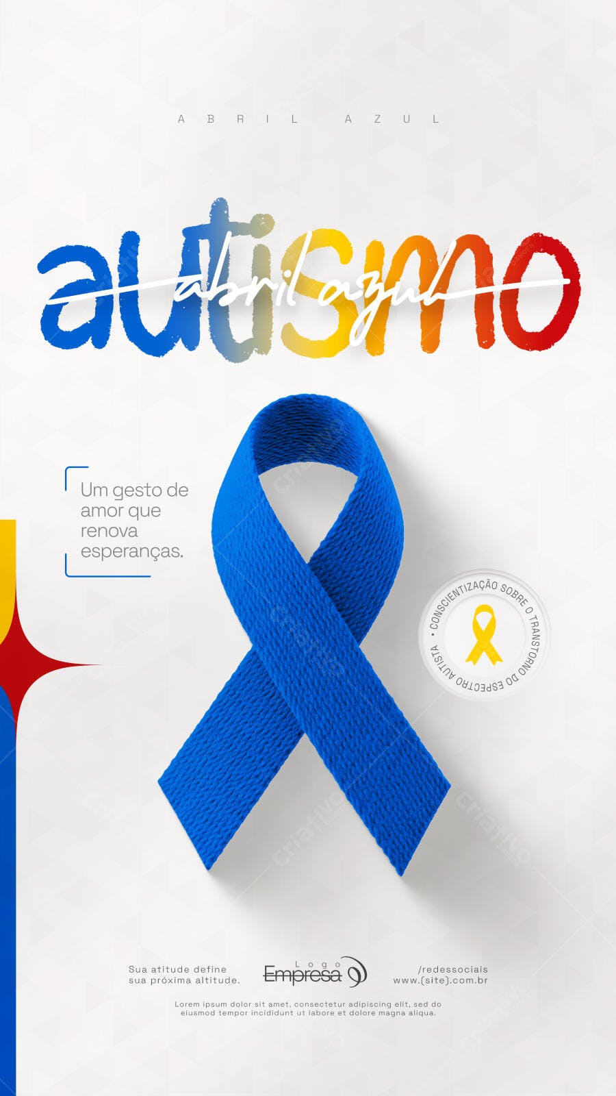 Post Instagram Abril Azul Autismo Conscientização PSD Editável