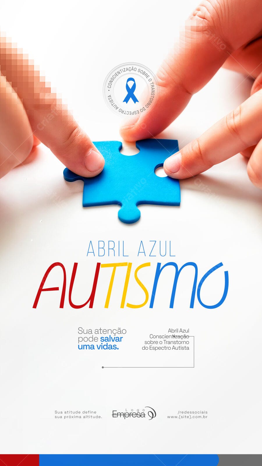 Post Instagram Abril Azul Autismo Conscientização PSD Editável