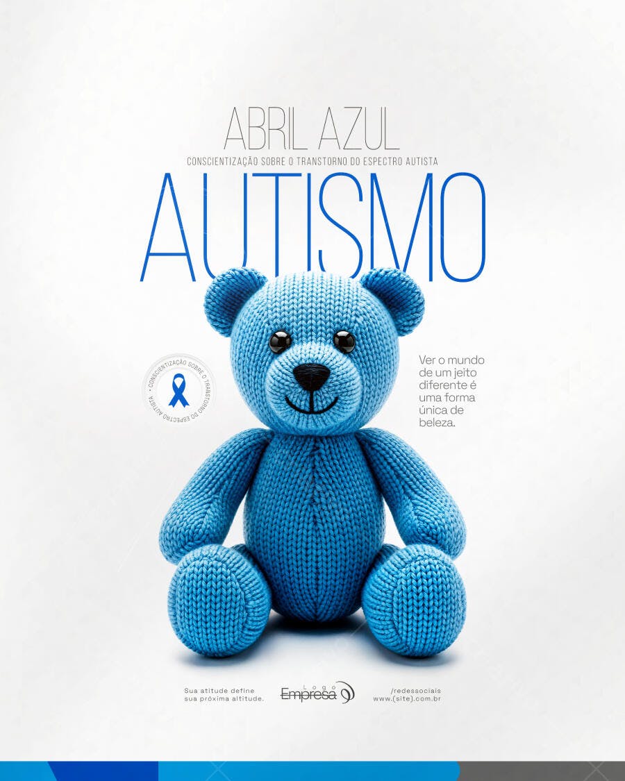 Post Abril Azul Autismo Conscientização PSD Editável