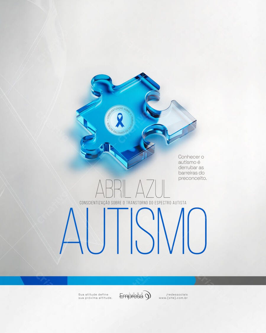 Flyer Abril Azul Conscientização Autismo PSD Editável