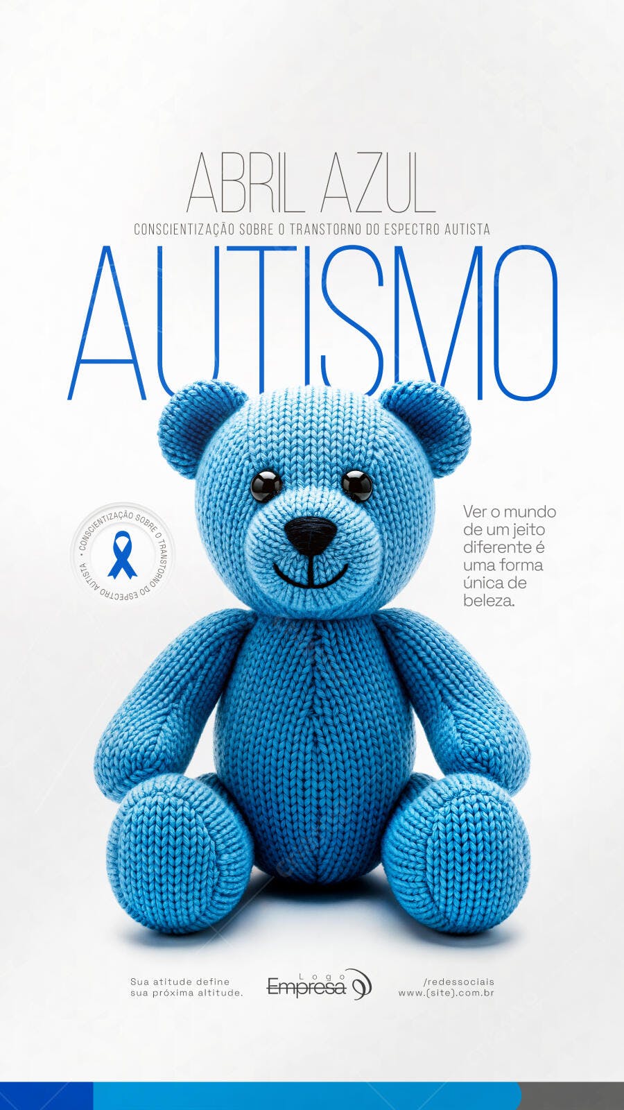 Flyer Abril Azul Autismo Conscientização PSD Editável