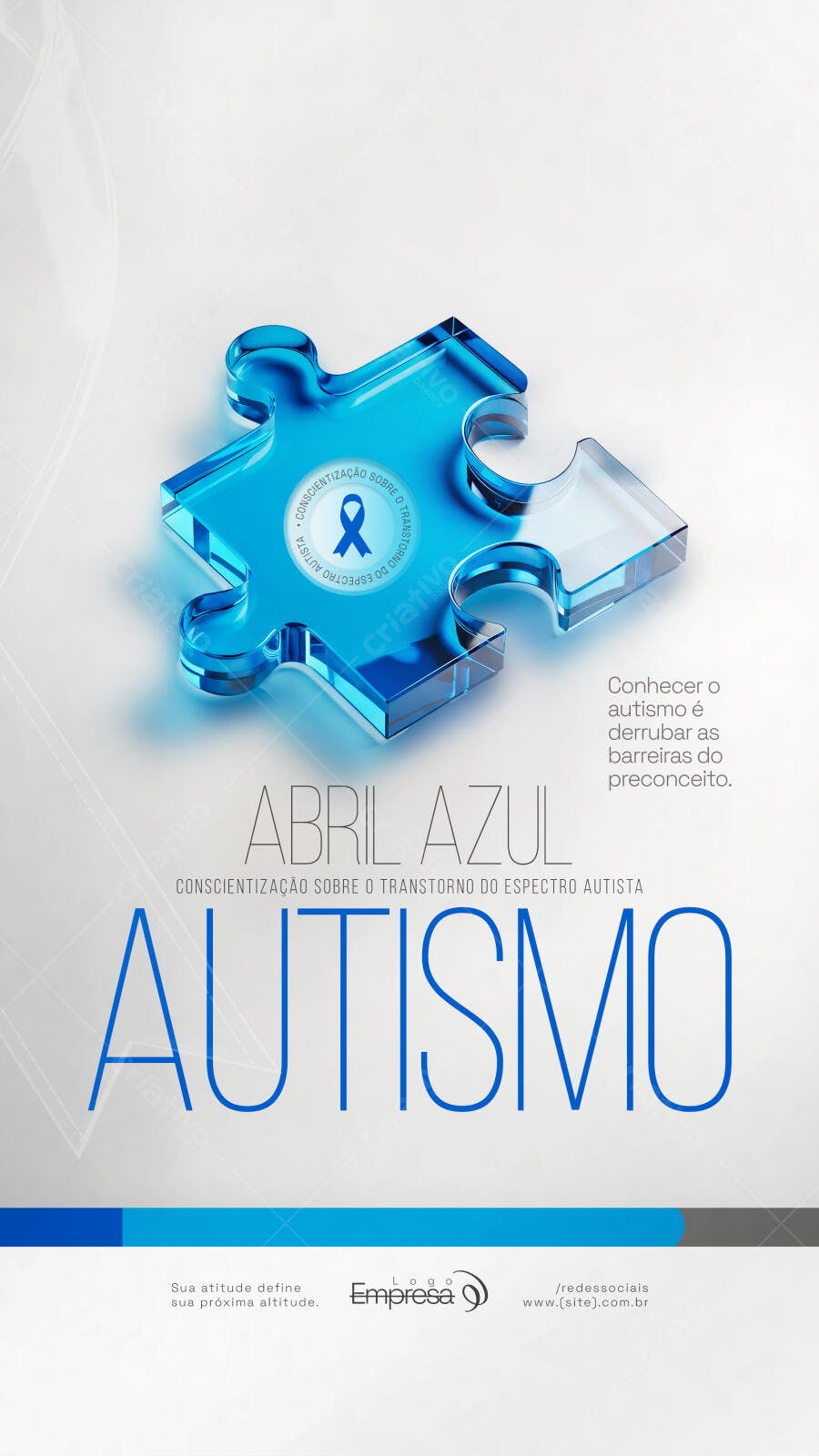 Flyer Abril Azul Conscientização Autismo PSD Editável