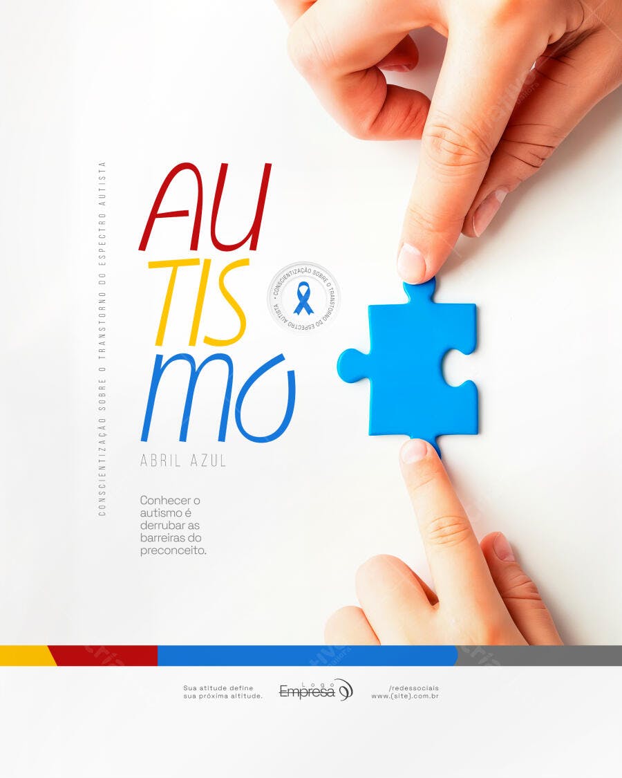 Post Instagram Abril Azul Conscientização Autismo PSD Editável