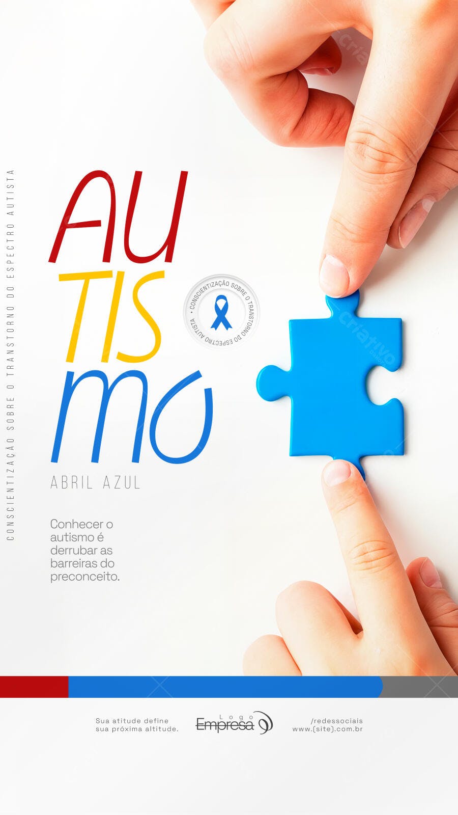Post Instagram Autismo Abril Azul Conscientização PSD Editável