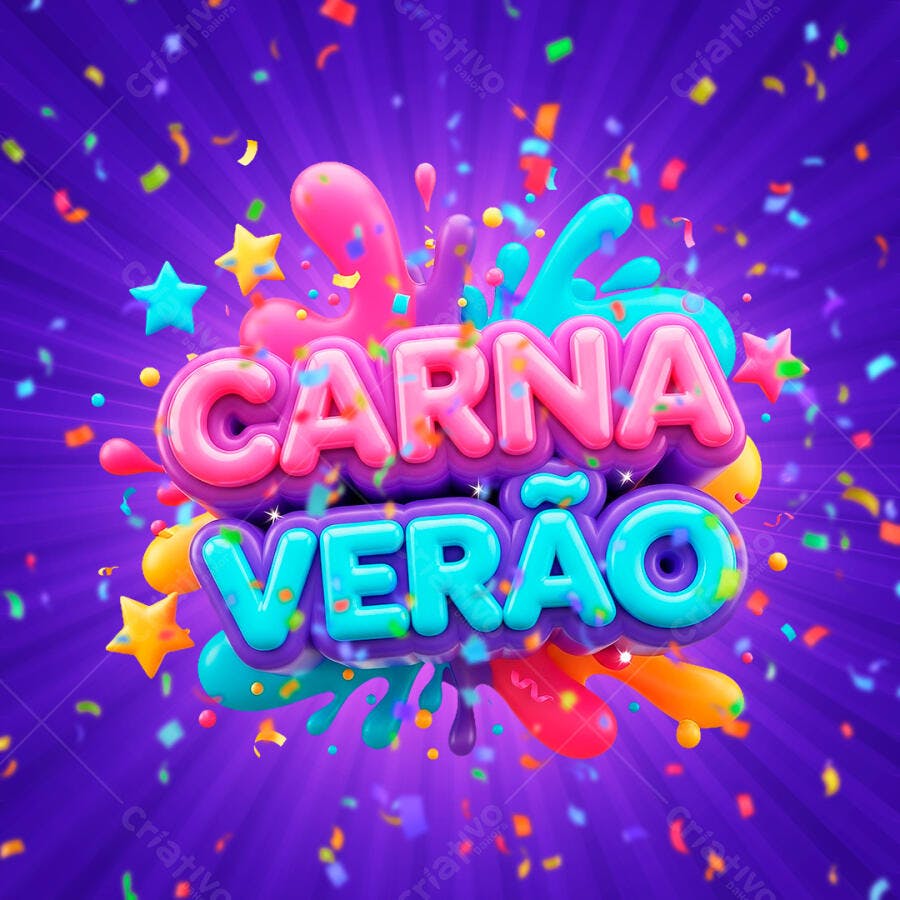 Selo 3D Carnavalesco Verão Colorido Fundo Transparente PNG
