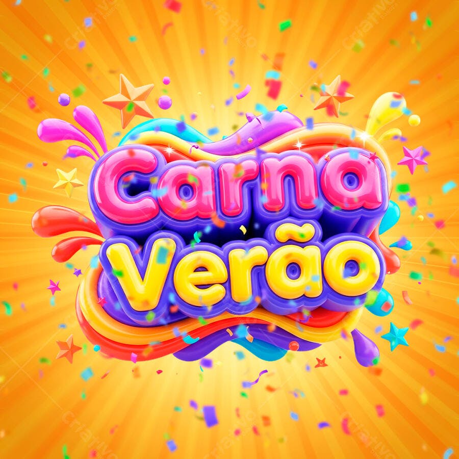 Selo 3D Carnavalesco Verão Colorido PNG Transparente