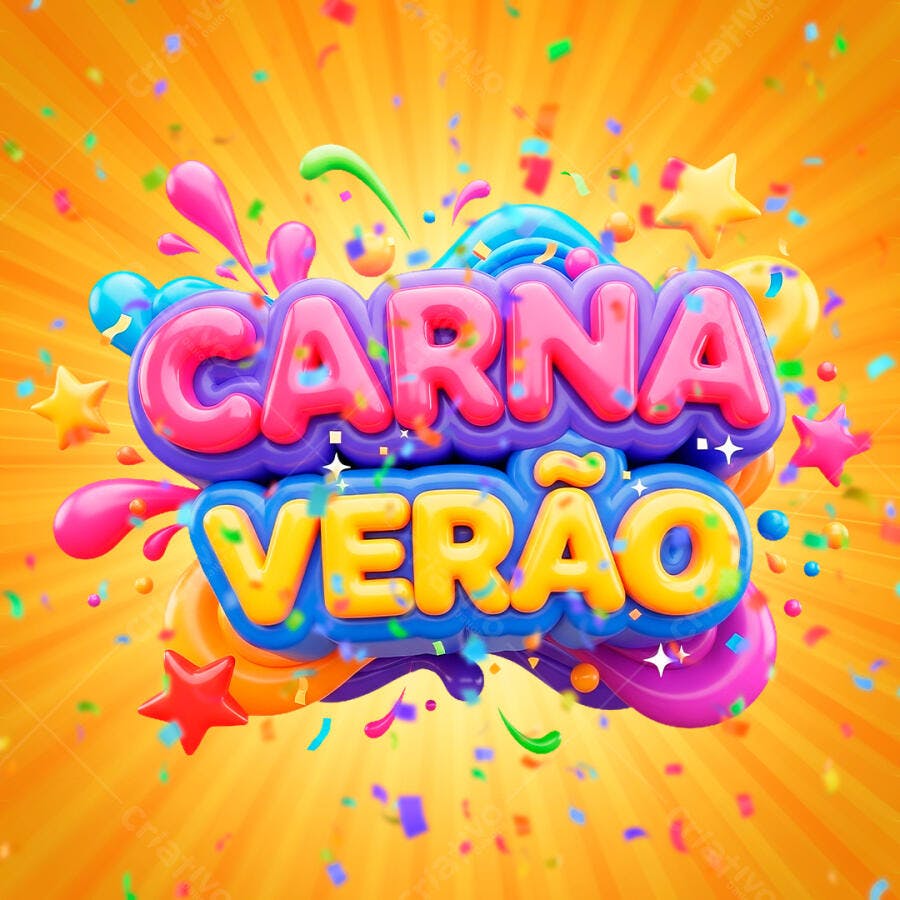 Selo 3D Carnaval Verão Colorido Fundo Transparente PNG