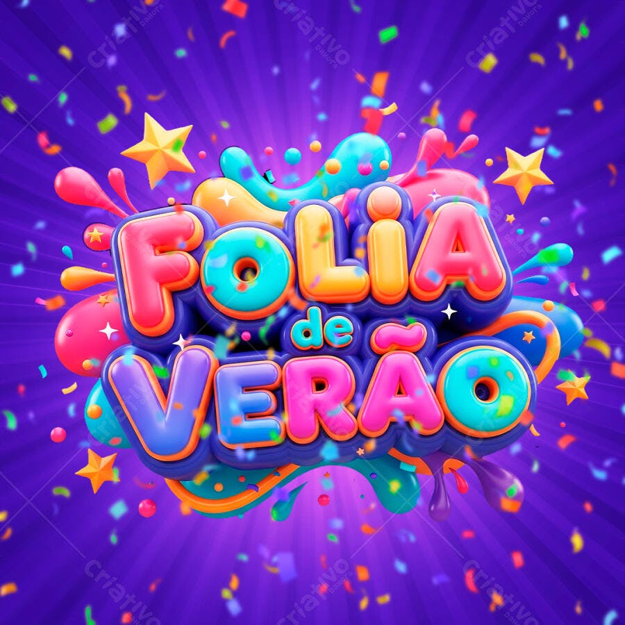 Selo 3D Folia de Verão Colorido PNG Transparente