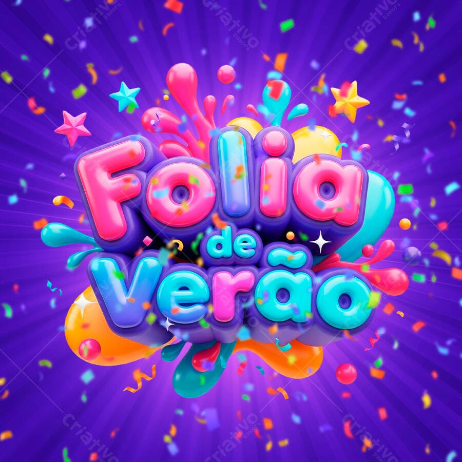 Selo 3D Folia de Verão Balões Coloridos PNG Transparente