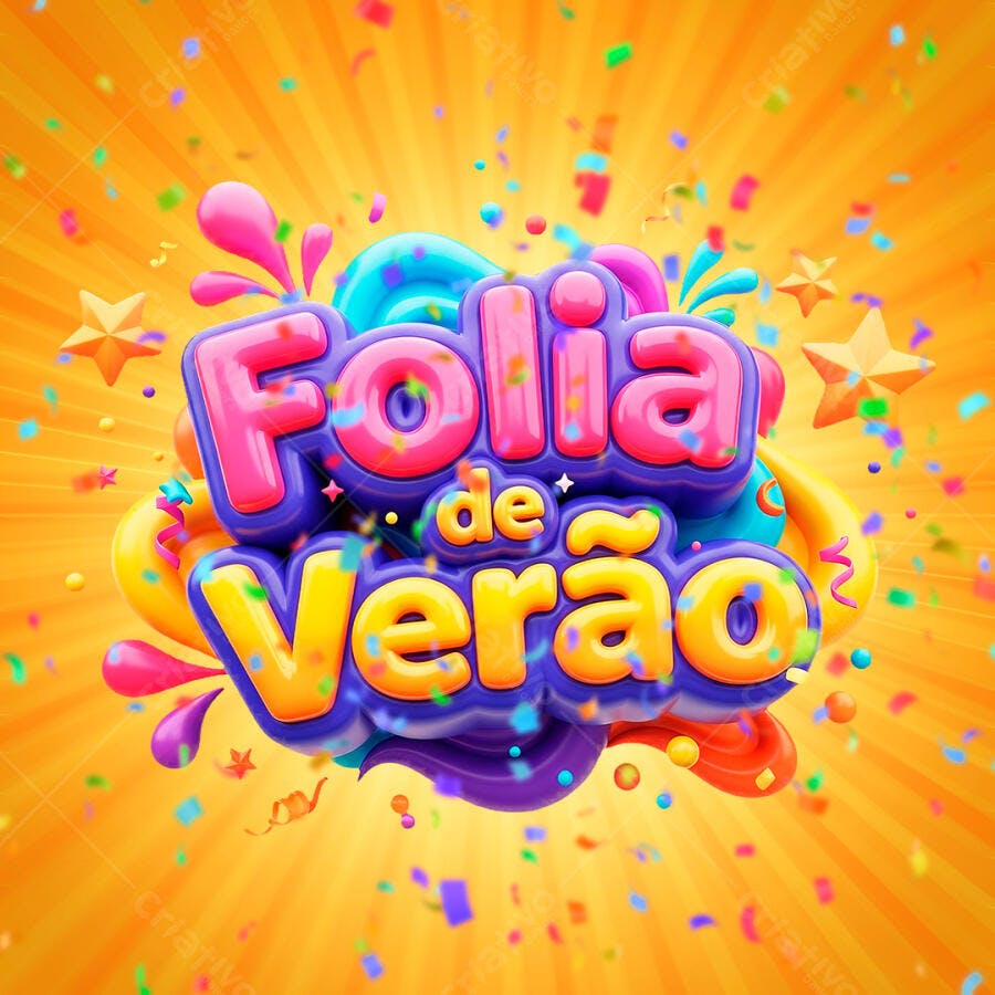 Selo 3D Folia de Verão Carnaval Colorido PNG Transparente