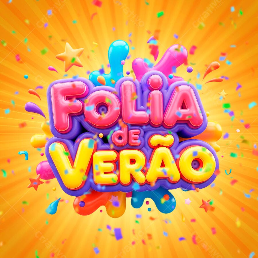 Selo 3D Folia de Verão Carnaval Colorido PNG Transparente