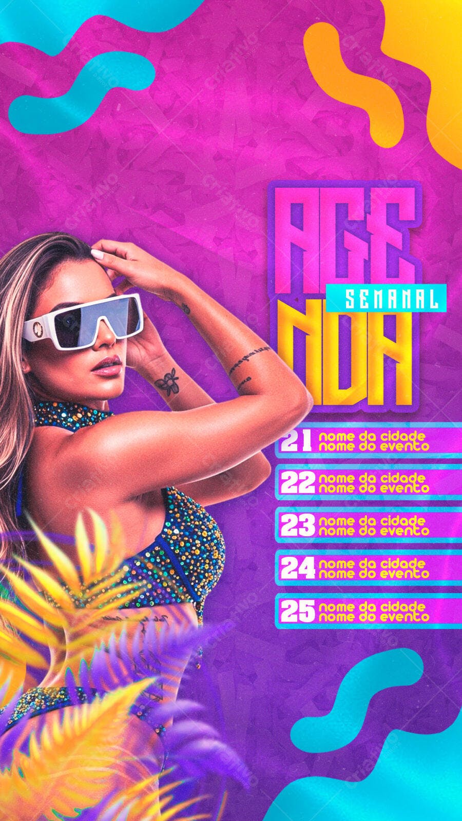 Story Instagram Agenda Semanal Balada Festa PSD Editável