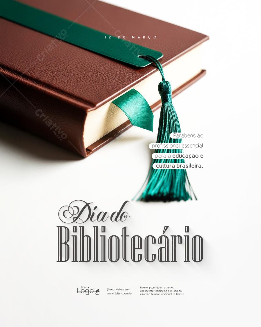 Post Dia do Bibliotecário 12 de Março PSD Editável