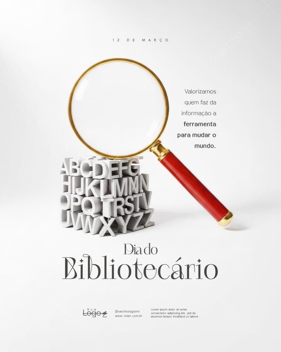 Post Dia do Bibliotecário Março PSD Editável